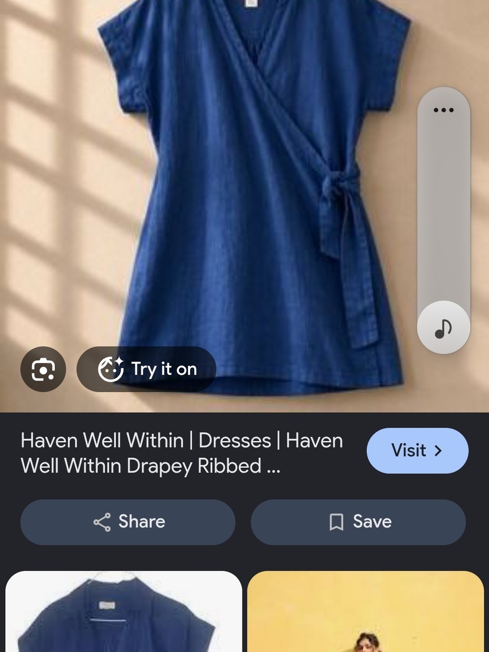 Haven Well Within Blue Wrap Dress Collared 100% LINEN SZ M